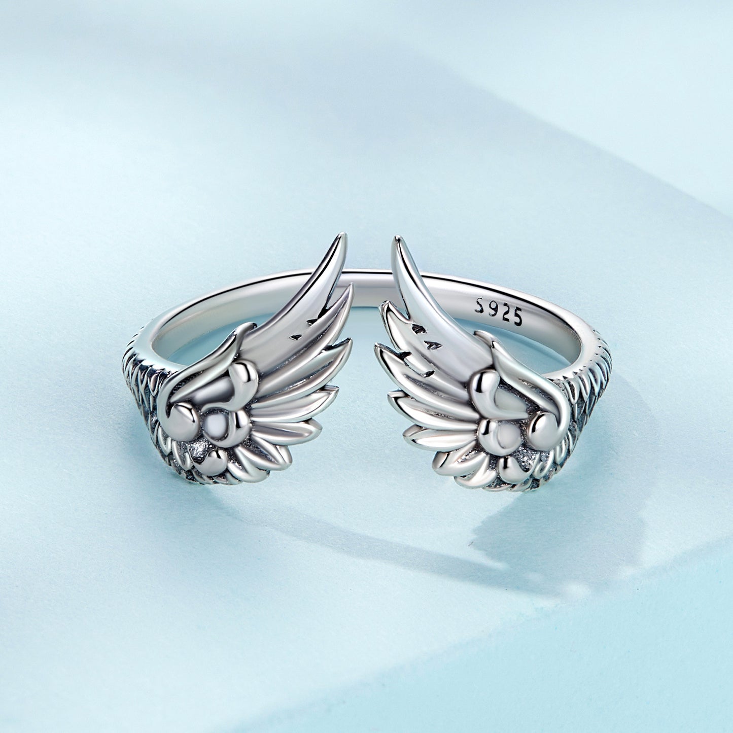 925 Sterling Silver Angel Wing Adjustable Cuff Ring